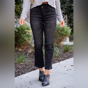 Lovervet: High-Rise Button Fly Straight Leg Denim 28/7